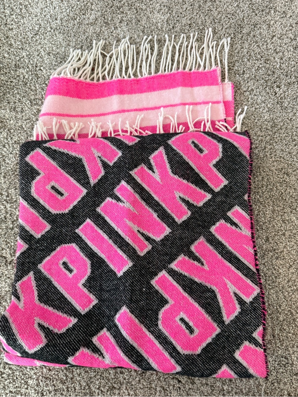 Victoria secrets Pink Logo Fringe Scarf